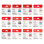 Canon PFI-1000 Tinten Sparset cyan, magenta, gelb, photo schwarz, matt schwarz, photo cyan, photo magenta, grau, photo grau, rot, blau, chroma optimizer (12 Stück)