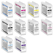 Epson T47A1 / T47A2 / T47A3 / T47A4 / T47A5 / T47A6 / T47A7 / T47A8 / T47A9 / T47AD Tinten Sparset schwarz, cyan, magenta, gelb, matt schwarz, photo cyan, photo magenta, grau, photo grau, lila (10 Stück)