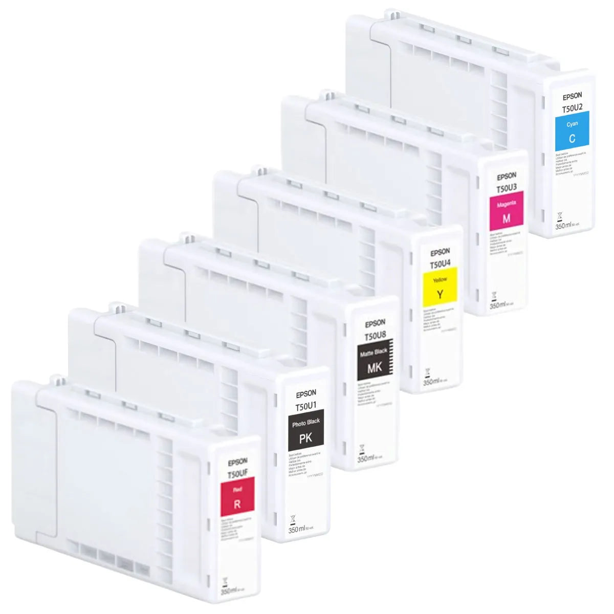 Canon T50U1 / T50U2 / T50U3 / T50U4 / T50U8 / T50UF Tinten  schwarz, cyan, magenta, gelb, matt schwarz, rot (6 Stück)