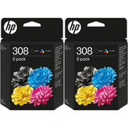 HP 308 Tinten Sparset schwarz, color (4 Stück)