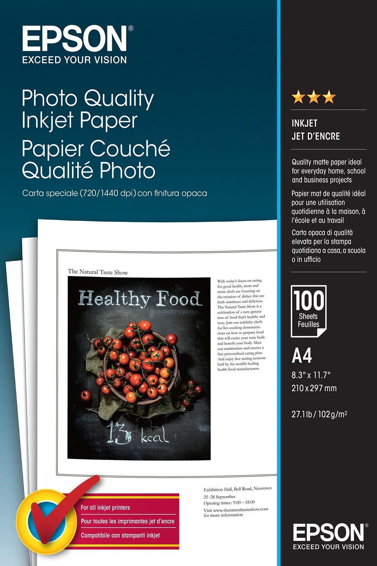 Epson Photo Quality Inkjet Paper / C13S041061 Fotopapier weiß (21 x 29,7cm (DIN A4), 100 Blatt, 102 g/m²)