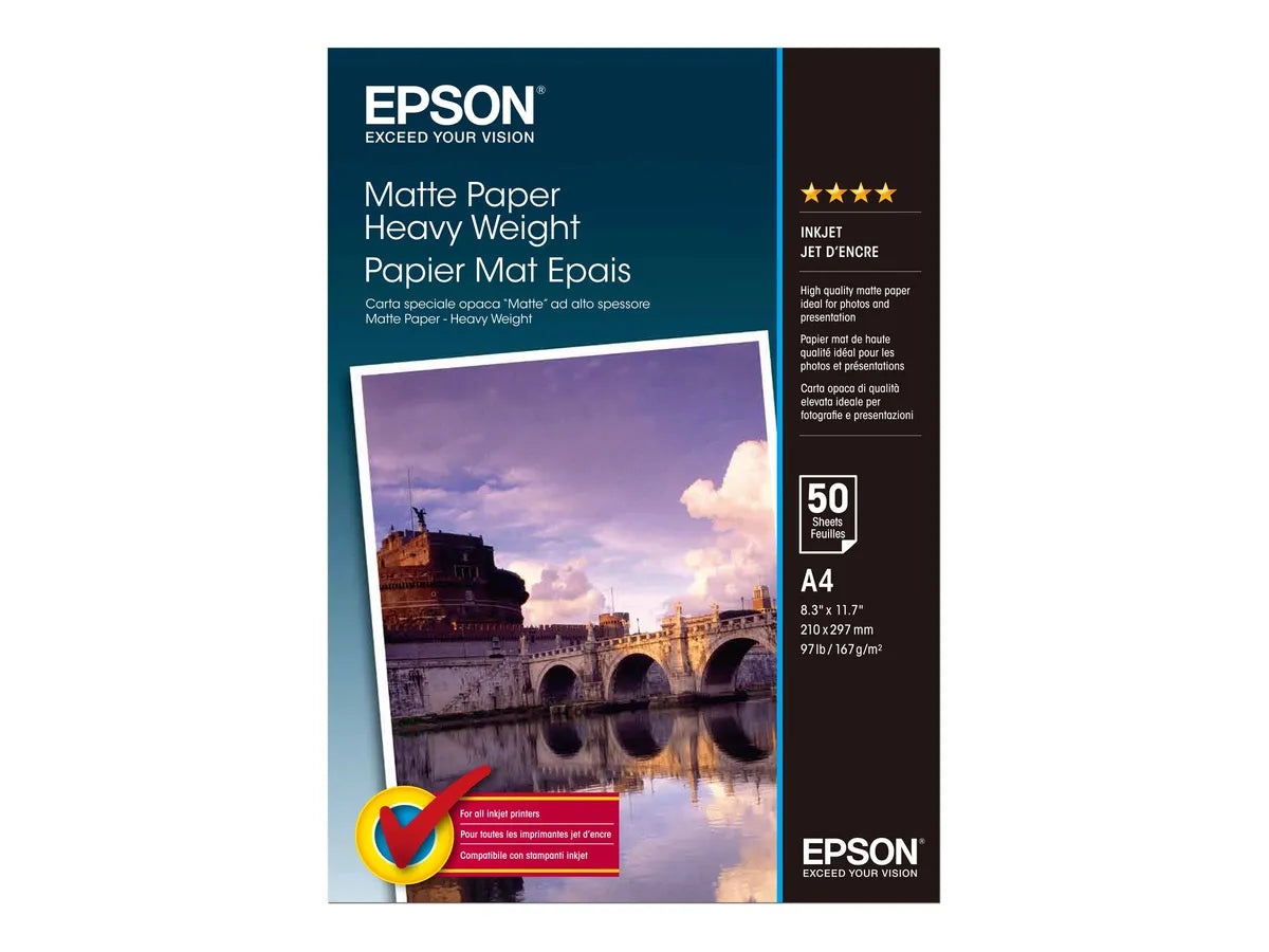 Epson Matte Paper Heavy Weight / C13S041256 Fotopapier weiß (21 x 29,7cm (DIN A4), 50 Blatt, 167 g/m²)