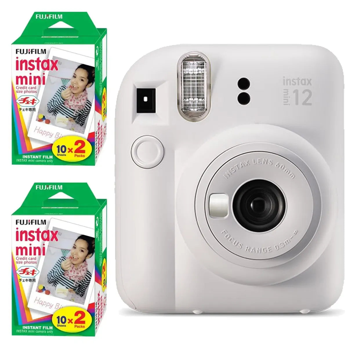 Fujifilm instax mini 12 Analogkamera clay white (inkl. 2 x 20 instax mini instant Film)