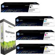 HP 117A Toner Sparset schwarz, cyan, magenta, gelb (4 Stück) & green gecko Kopierpapier