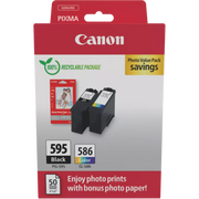 Canon PG-595 & CL-586 / 7171C004 Tinten Sparset schwarz, color (2 Stück) (inkl. 50 Blatt Fotopapier)