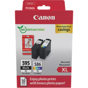 Canon PG-595XL & CL-586XL / 7170C004 Tinten Sparset schwarz, color (2 Stück) (inkl. 50 Blatt Fotopapier)