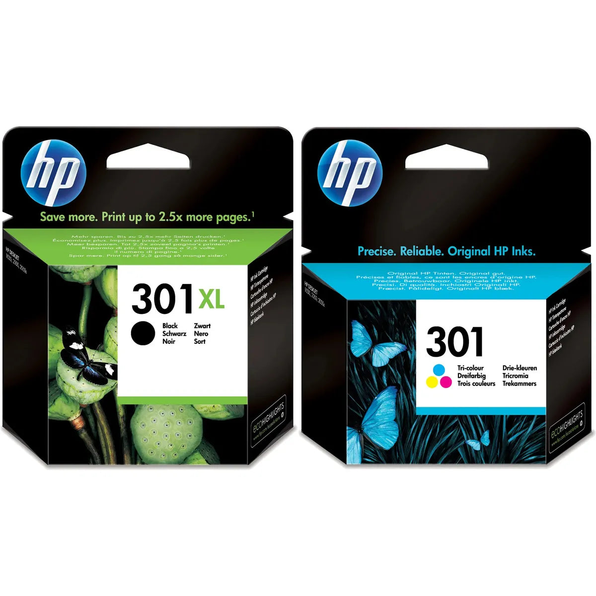 HP 301XL & 301 Tinten Sparset schwarz, color (2 Stück)