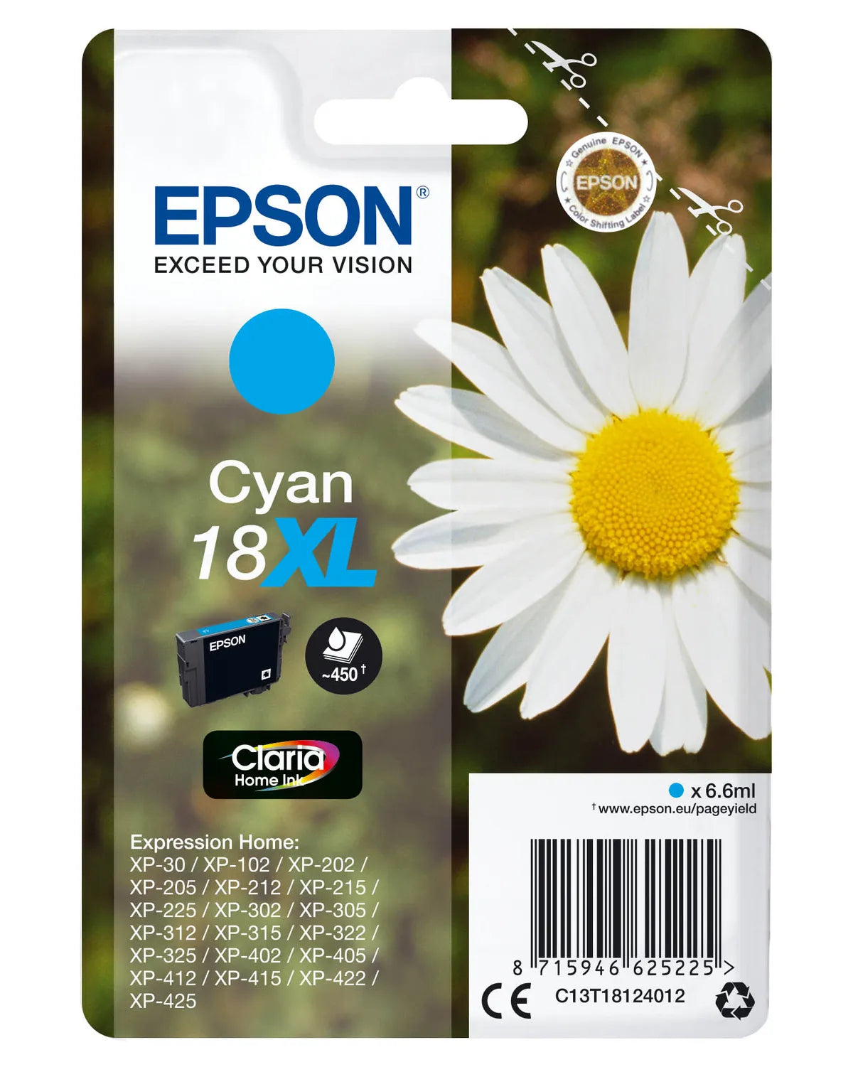 Epson 18XL / T1812 / C13T18124012 / C13T18124022 Tinte cyan