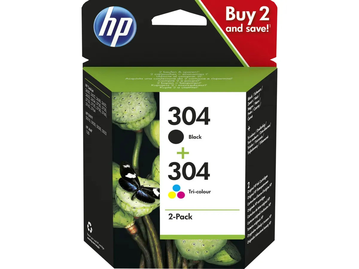 HP 304 / 3JB05AE Tinten Doppelpack schwarz, color (2 Stück)