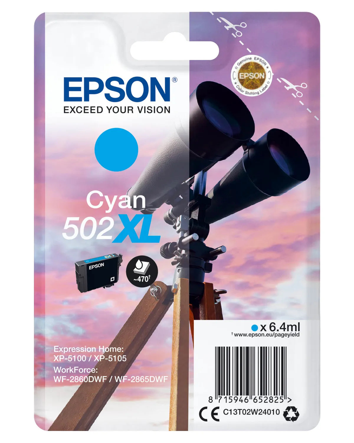 Epson 502XL / T02W2 / C13T02W24010 / C13T02W24020 Tinte cyan