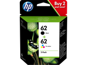 HP 62 / N9J71AE Tinten Doppelpack schwarz, color (2 Stück)