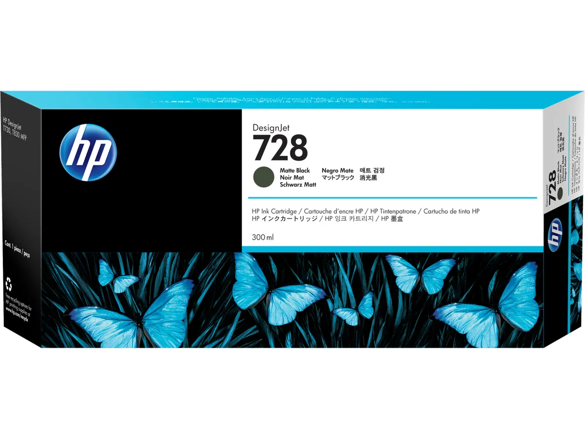 HP 728 / F9J68A Tinte matt schwarz