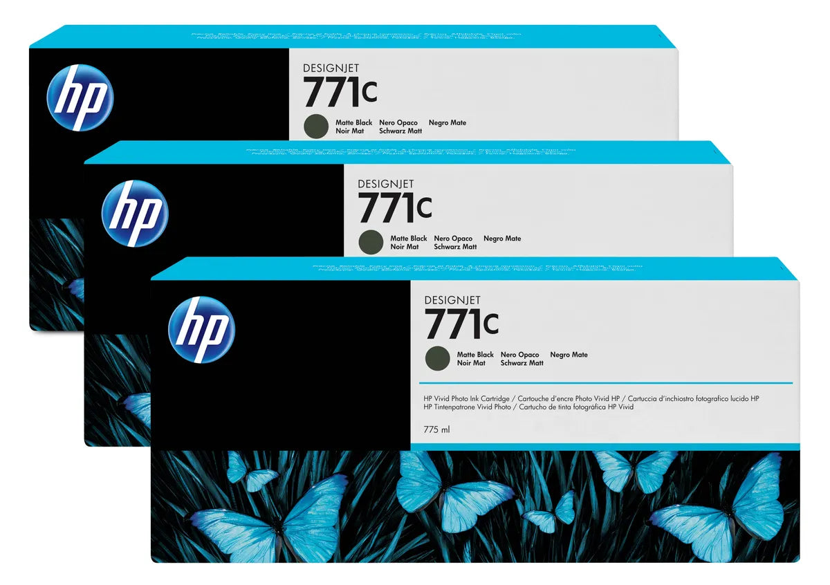 HP 771C / B6Y31A Tinten Sparset matt schwarz (3 Stück)