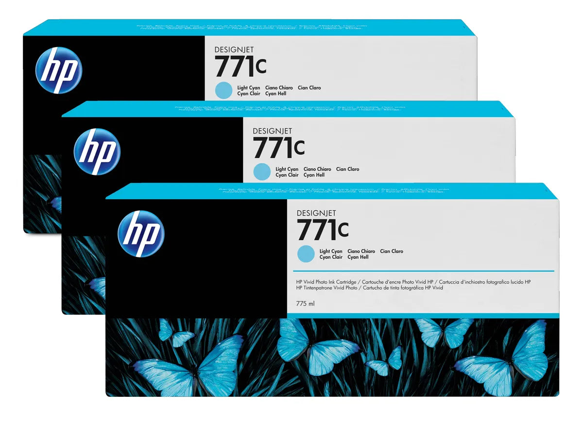 HP 771C / B6Y36A Tinten Sparset photo cyan (3 Stück)