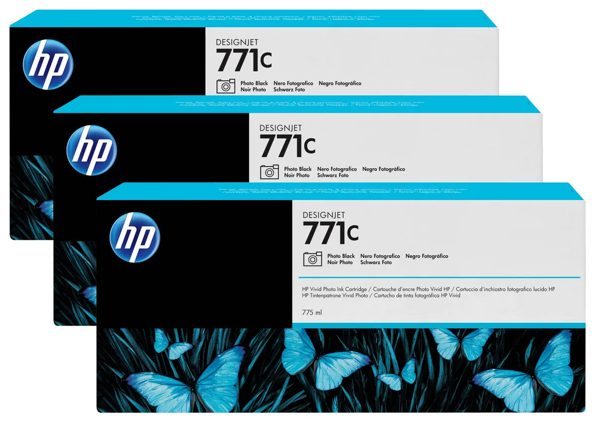 HP 771C / B6Y37A Tinten Sparset photo schwarz (3 Stück)