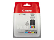 Canon CLI-551 / 6509B008 / 6509B009 Tinten Sparset schwarz, cyan, magenta, gelb (4 Stück)