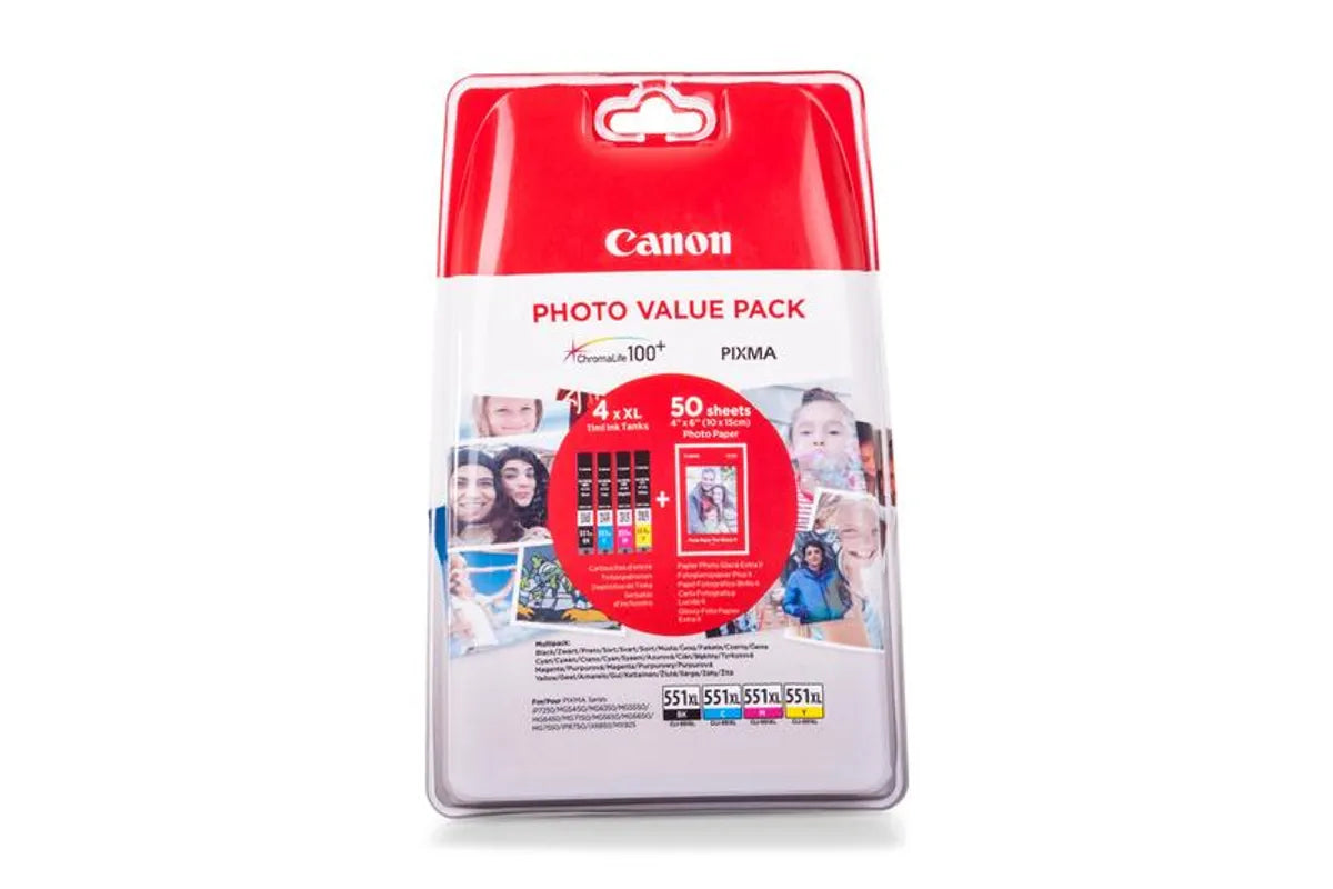 Canon CLI-551 XL / 6443B006 Tinten Sparset schwarz, cyan, magenta, gelb (4 Stück)