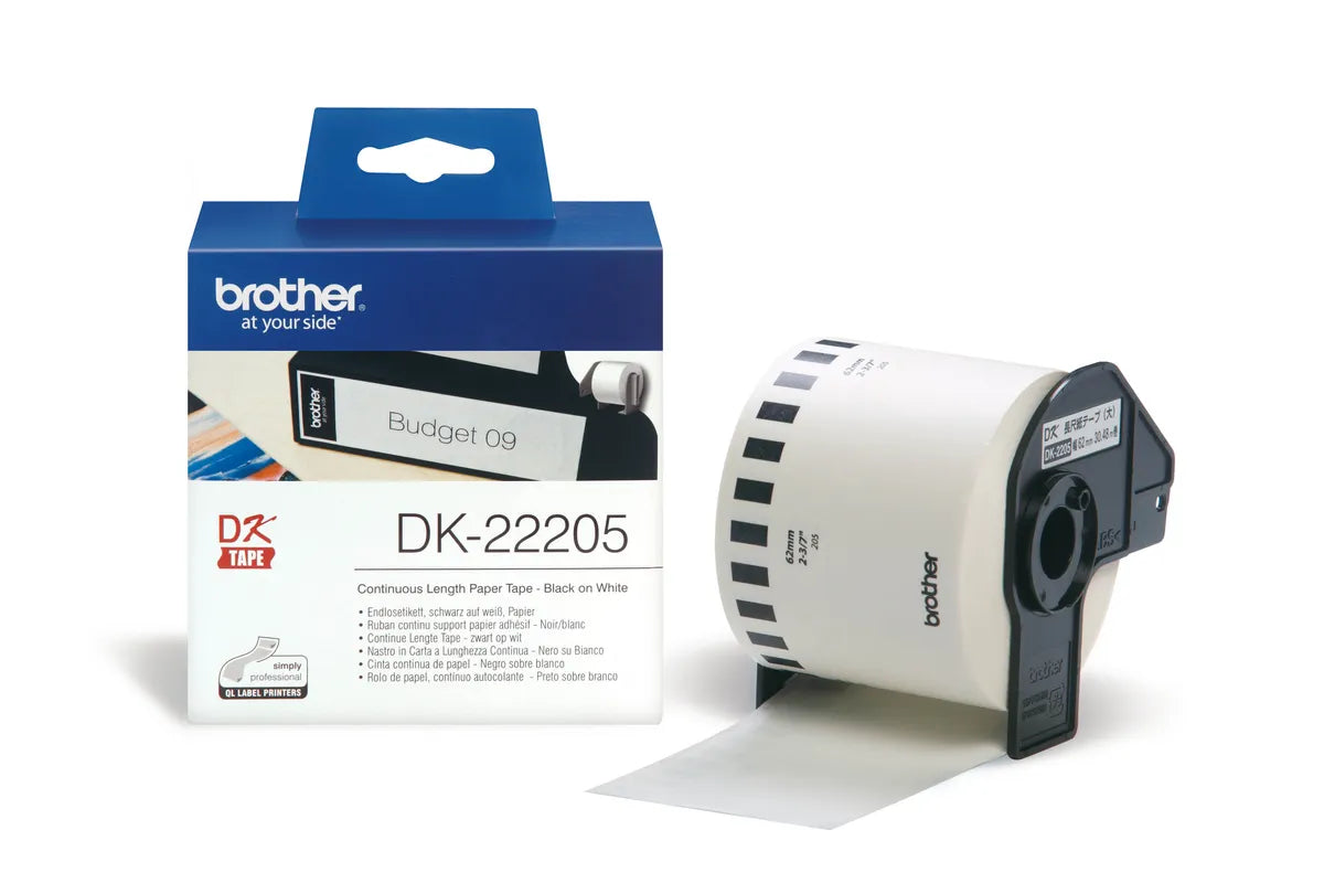 Brother DK-22205 Etiketten schwarz auf weiß (62mm x 30,48m)