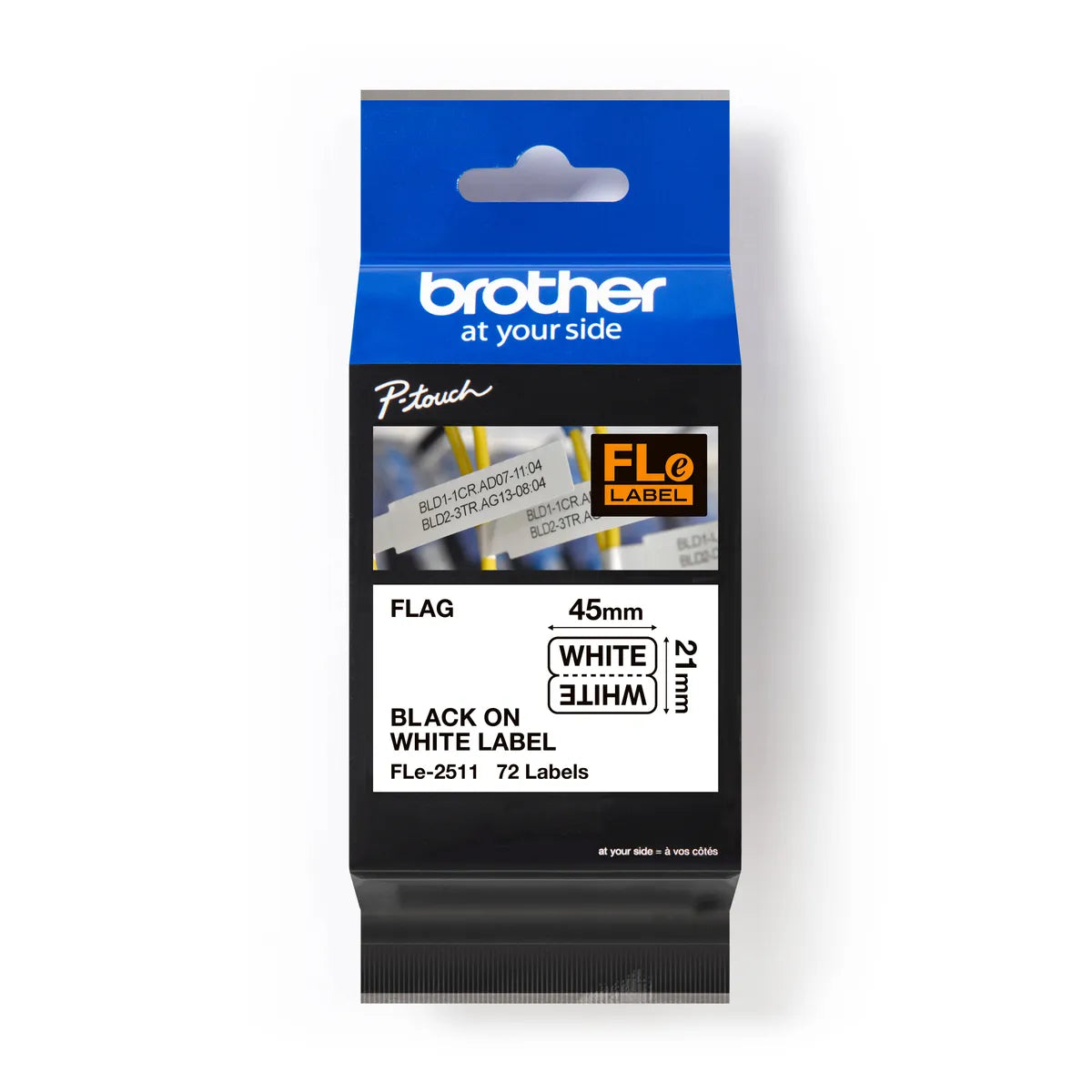 Brother FLE-2511 Etiketten schwarz auf weiß (21 x 45mm, 72 Stück)