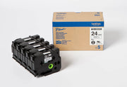 Brother HGE-251V5 Schriftband schwarz auf weiß (24mm x 8m, 5 Stück)