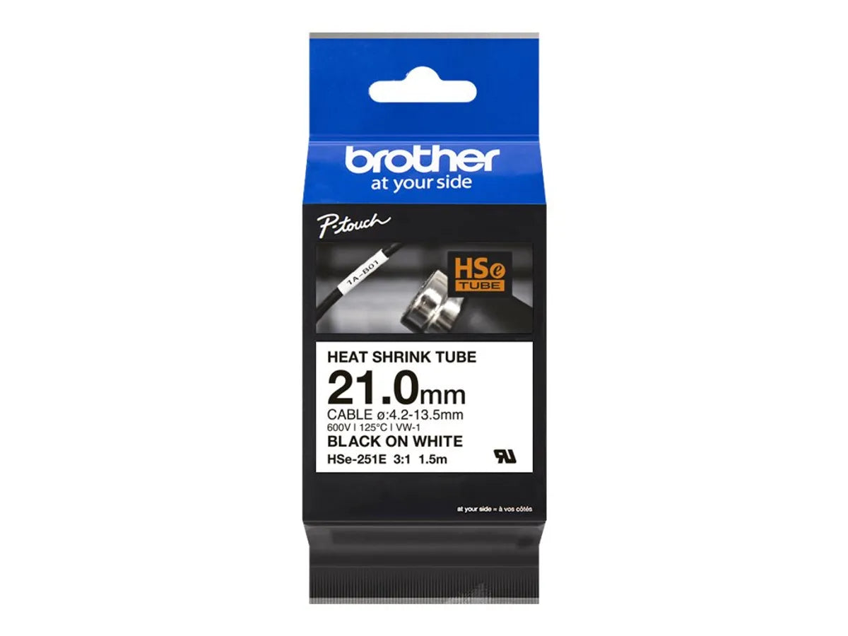 Brother brother HSE-251E Heissschrumpfschlauch schwarz, weiß (21mm x 1,5m)