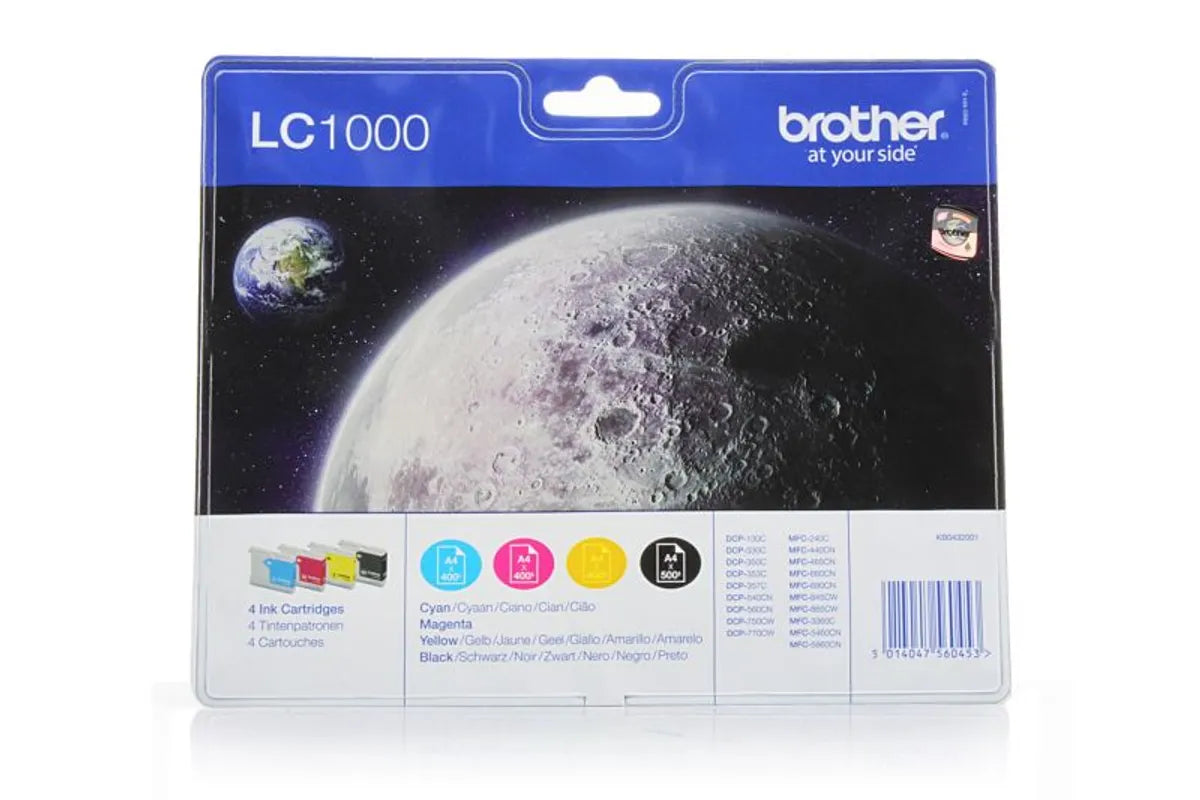 Brother LC-1000VALBP / LC-1000VALBPDR Tinten Sparset schwarz, cyan, magenta, gelb (4 Stück)