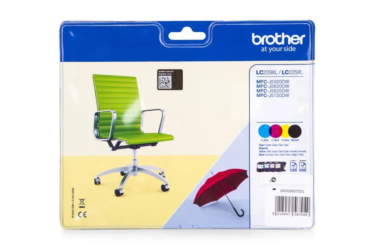 Brother LC-229XLVALBP / LC-229XLVALBPDR Tinten Sparset schwarz, cyan, magenta, gelb (4 Stück)