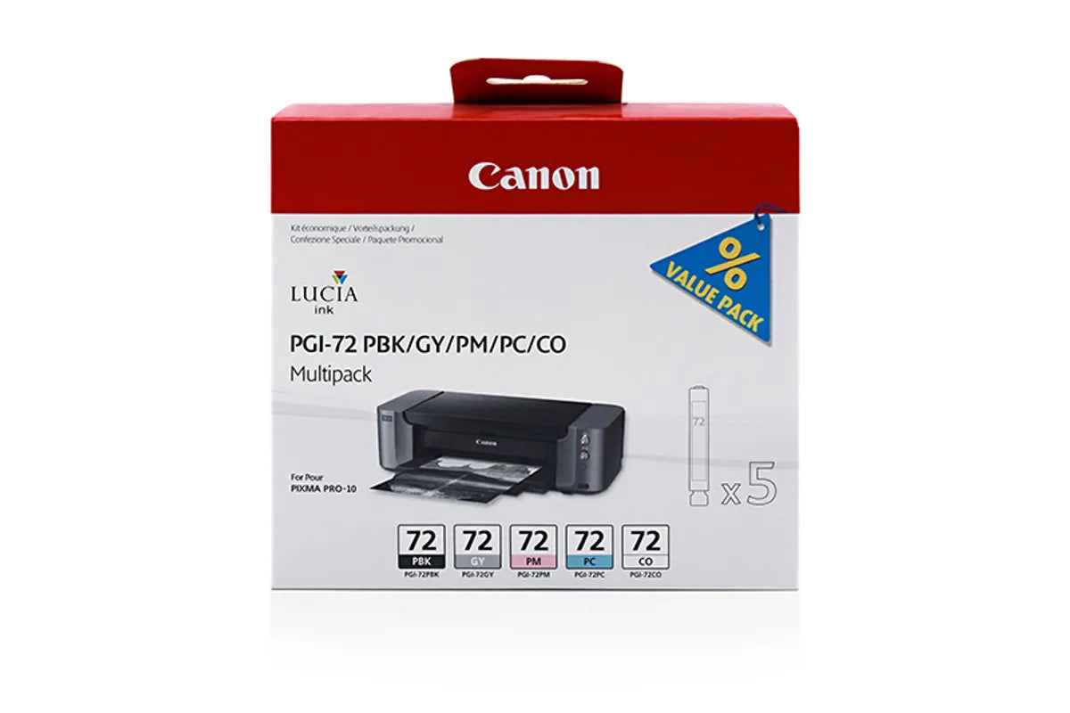 Canon PGI-72 / 6403B007 Tinten Sparset photo schwarz, photo cyan, photo magenta, grau, glossy optimizer (5 Stück)