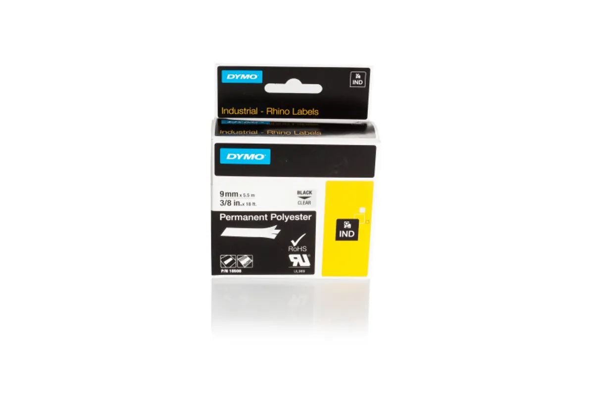 Dymo S0718160 / 18508 Etiketten schwarz auf transparent (9mm x 5,5m)