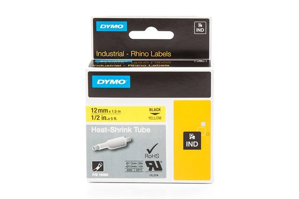 Dymo S0718310 / 18056 Heissschrumpfschlauch schwarz auf gelb (12mm x 1,5m)