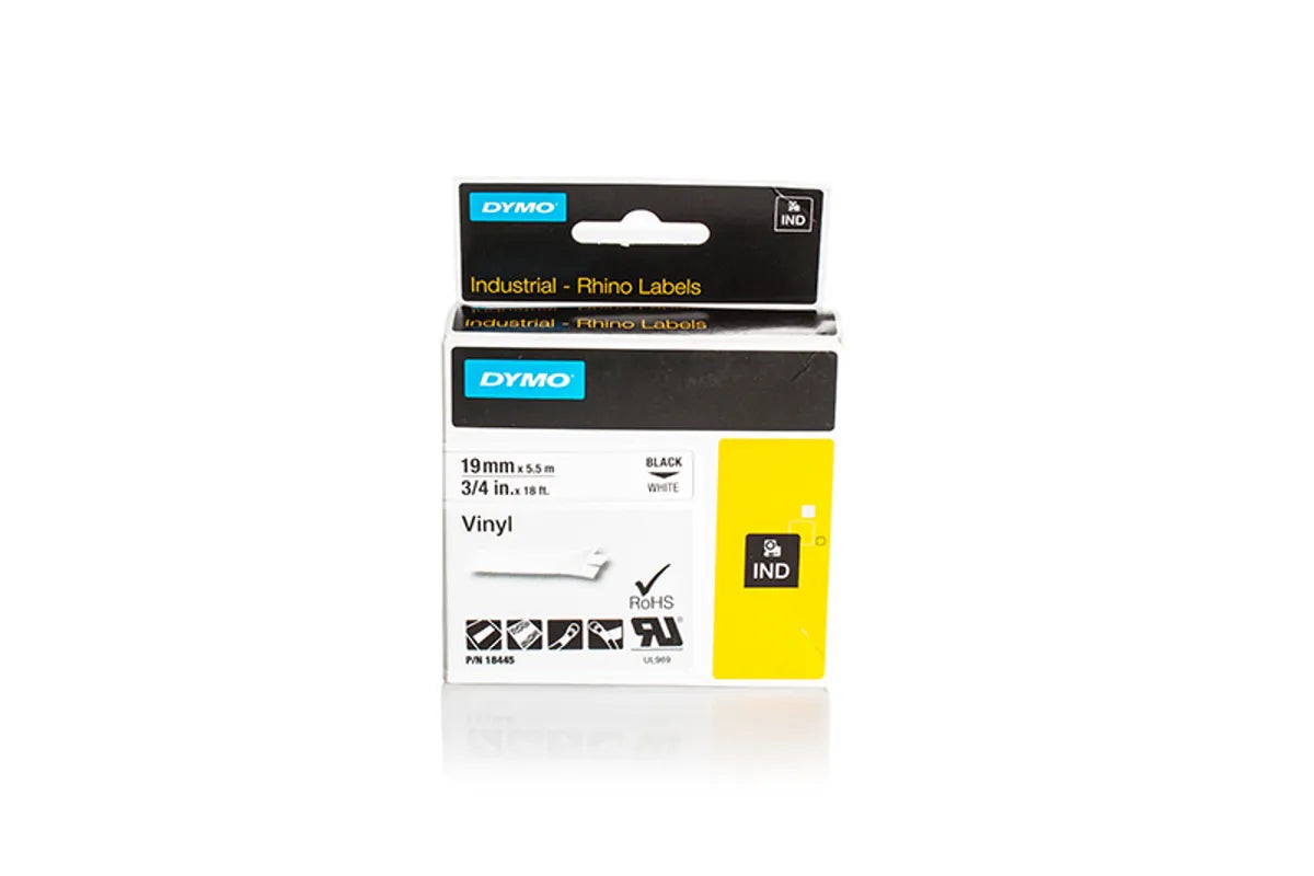 Dymo S0718620 / 18445 Etiketten schwarz auf weiß (19mm x 5,5m)