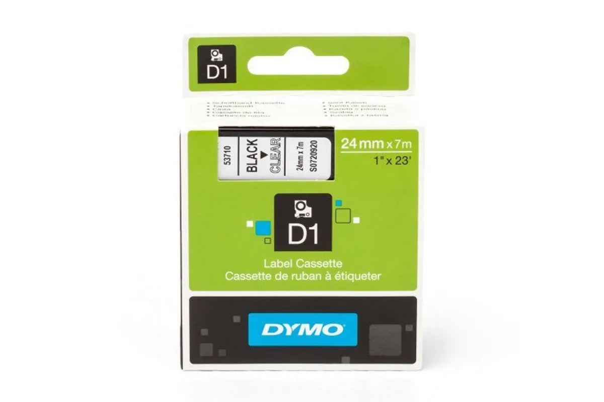 Dymo S0720920 / 53710 Etiketten schwarz auf transparent (24mm x 7m)