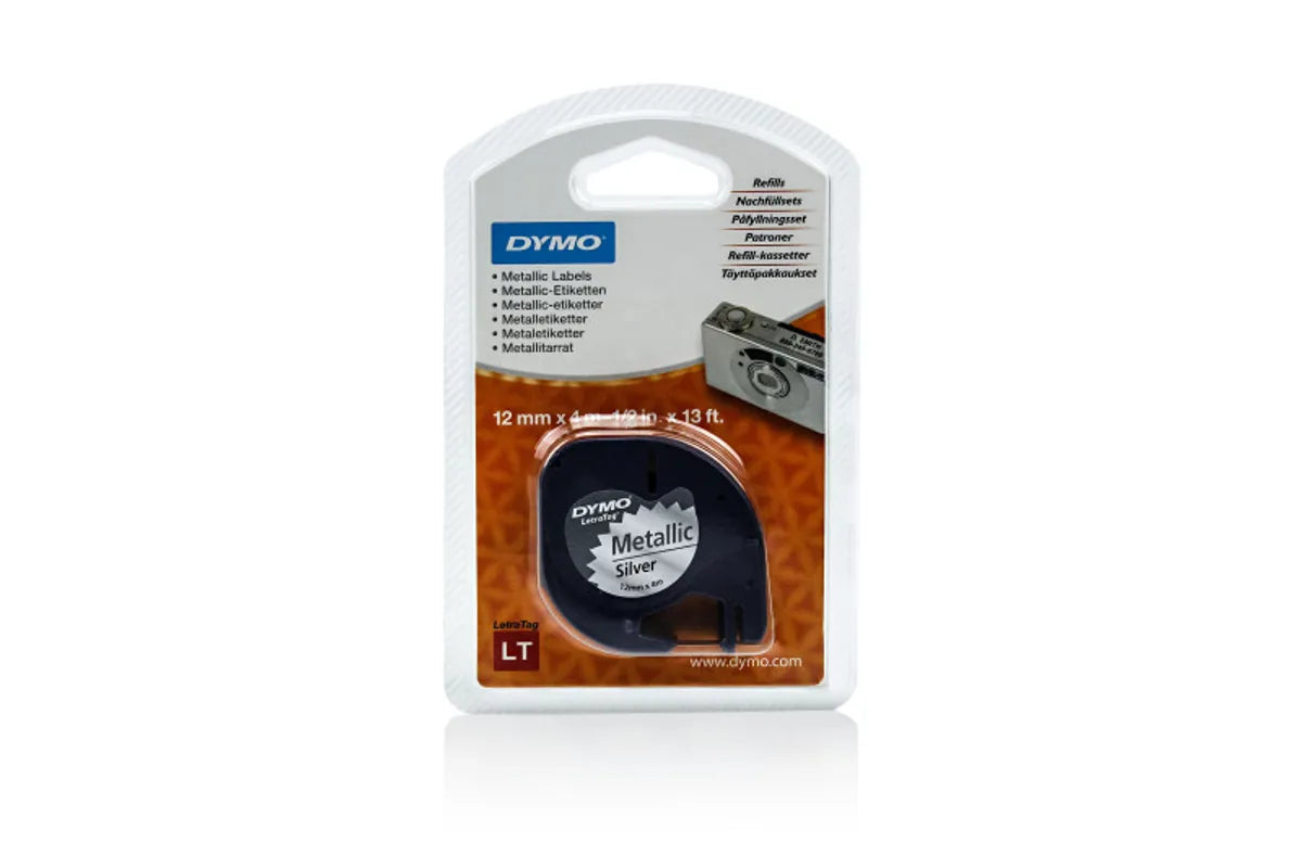 Dymo 91228 / S0721730 / S0721750 Etiketten schwarz auf silber (12mm x 4m)