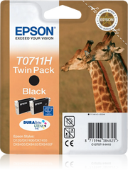 Epson T0711H / C13T071140H10 / C13T071140H20 Tinten Doppelpack schwarz (2 Stück)
