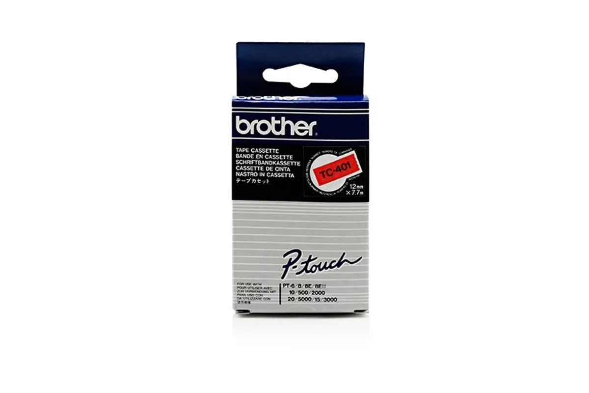Brother TC-401 Schriftband schwarz auf rot (12mm x 7,7m)