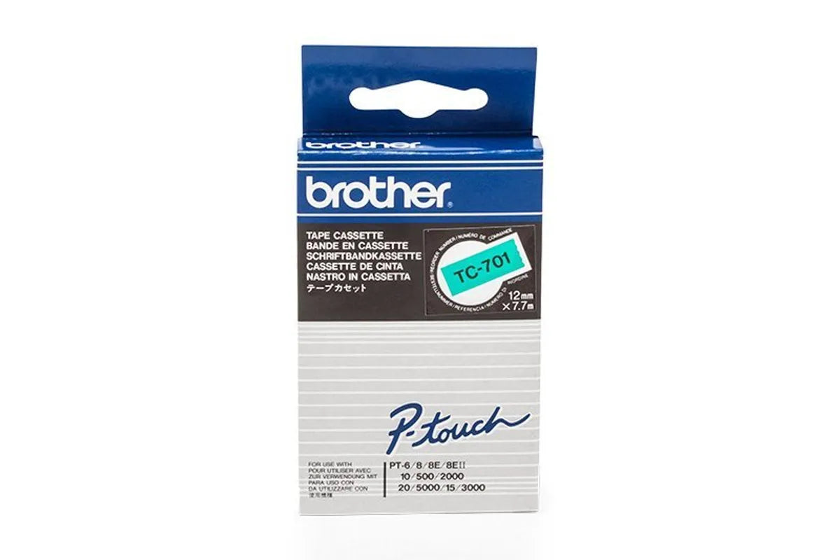 Brother TC-701 Schriftband schwarz auf grün (12mm x 7,7m)