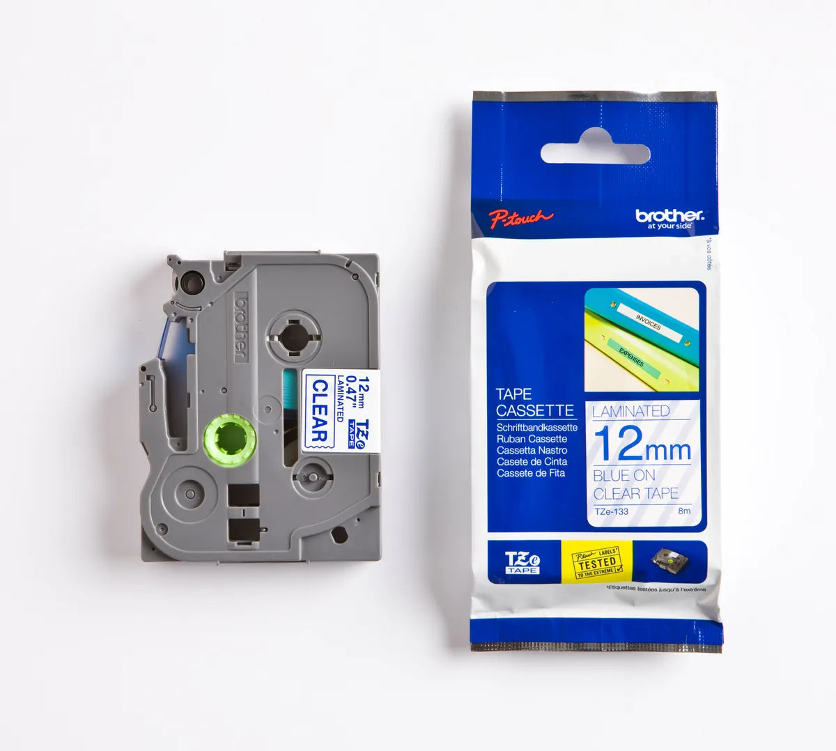 Brother TZE-133 Schriftband blau auf transparent (12mm x 8m)