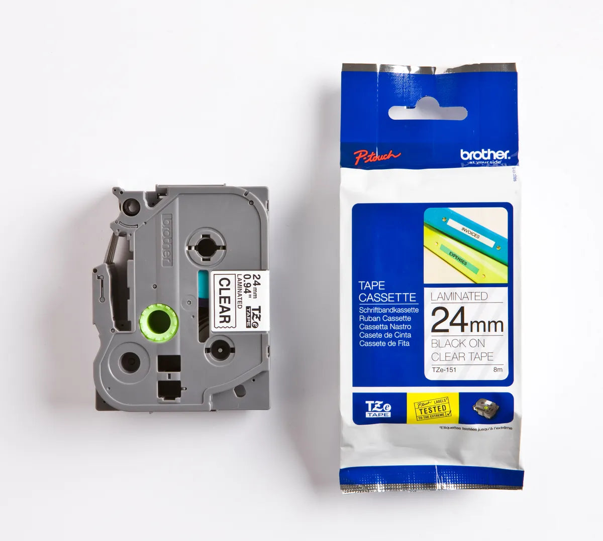 Brother TZE-151 Schriftband schwarz auf transparent (24mm x 8m)