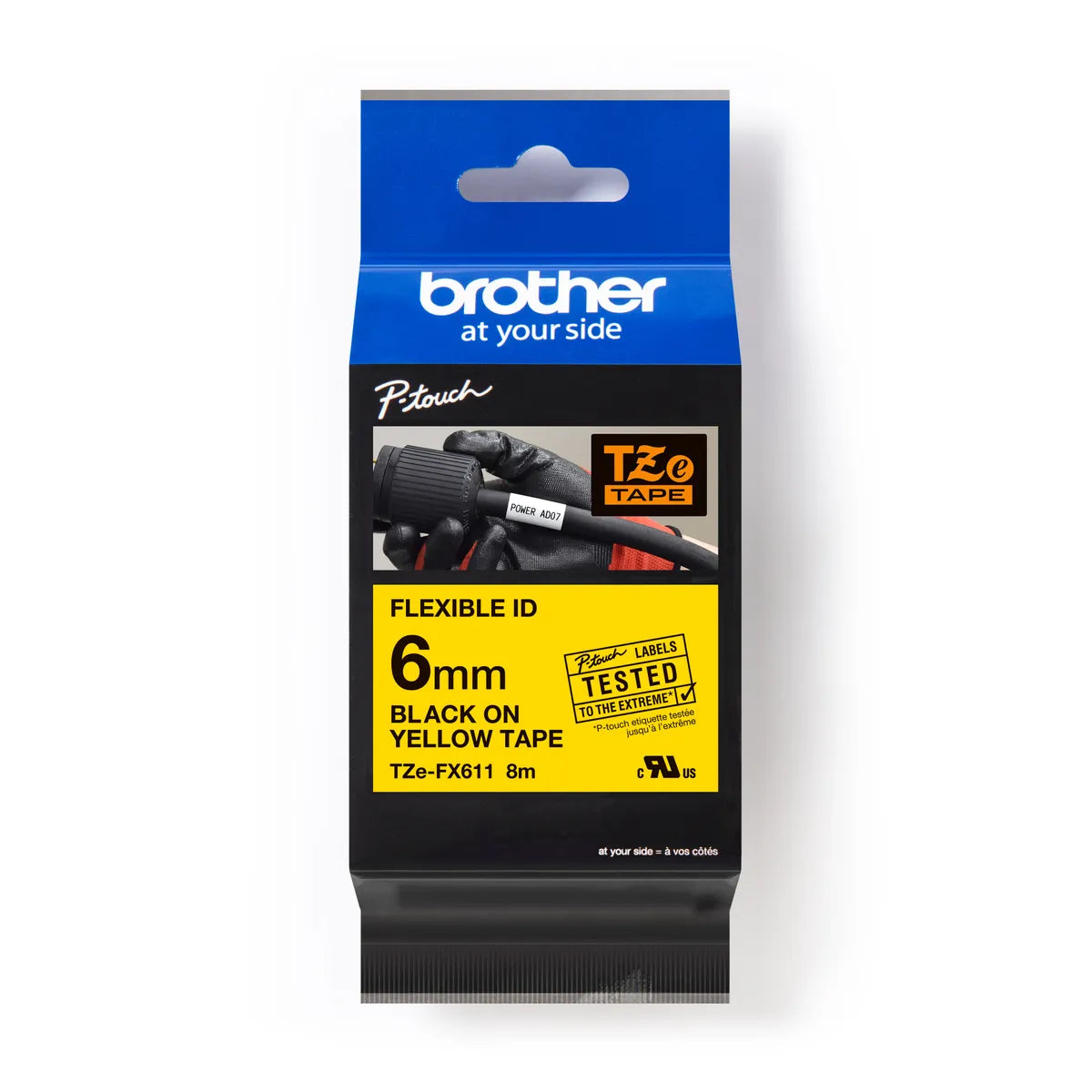 Brother TZE-FX611 Schriftband schwarz auf gelb (6mm x 8m)