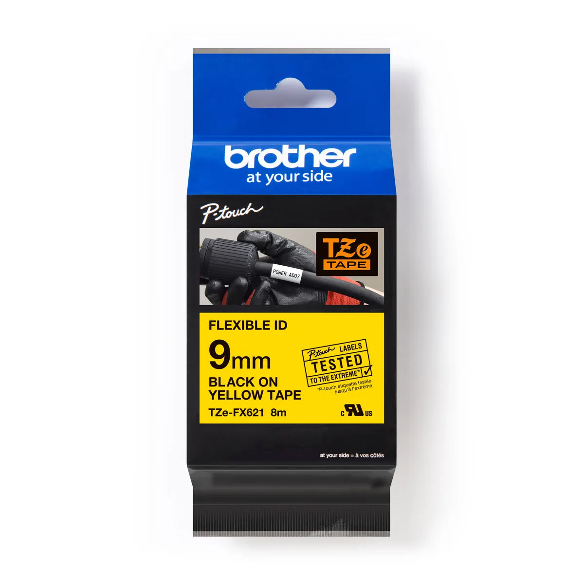 Brother TZE-FX621 Schriftband schwarz auf gelb (9mm x 8m)