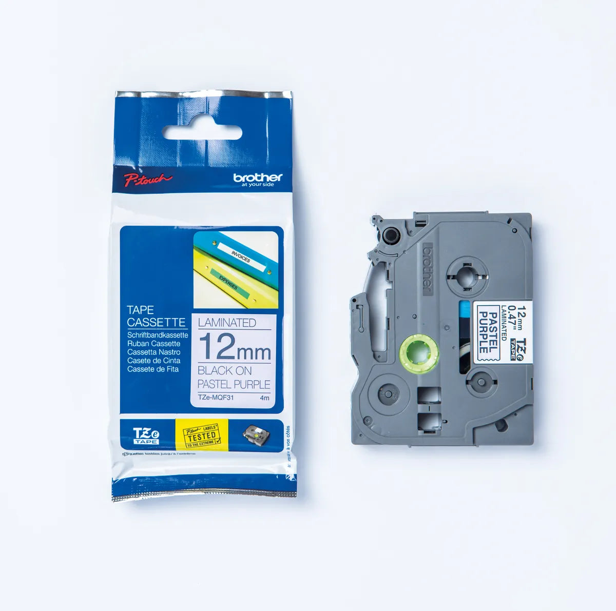Brother TZE-MQF31 Schriftband schwarz auf pastelllila (12mm x 4m)