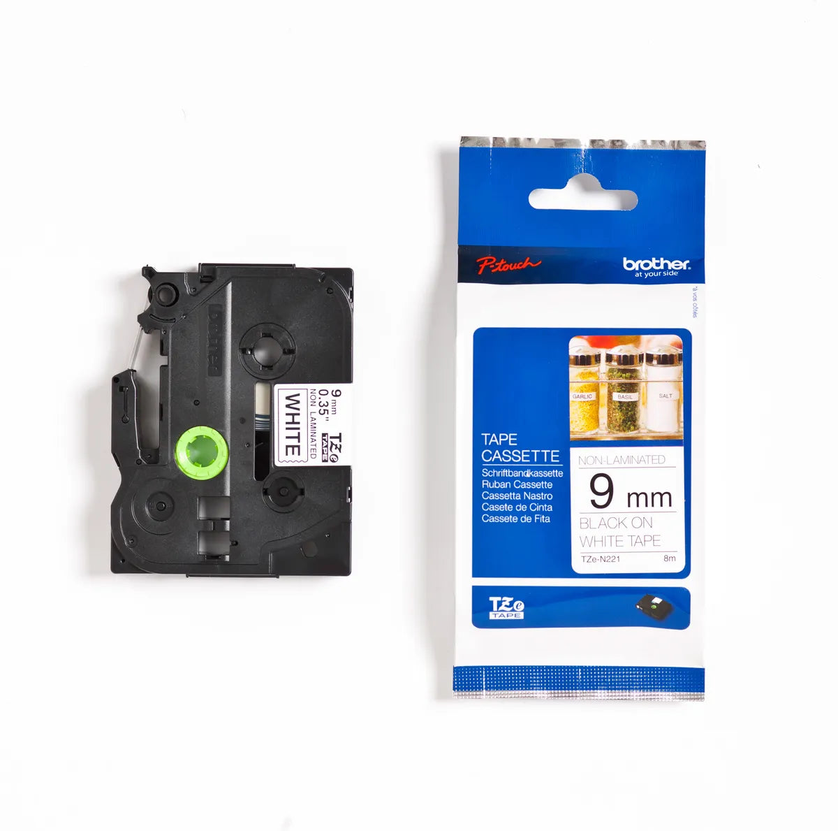 Brother TZE-N221 Schriftband schwarz auf weiß (9mm x 8m)